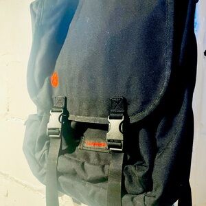 Timbuk2 black laptop backpack with orange accents